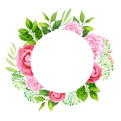 Flowers frame template. Vector illustration.
