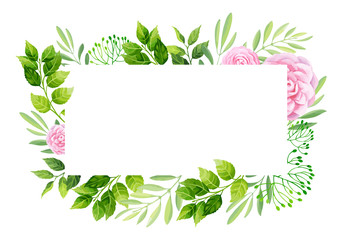 Flowers frame template. Vector illustration.