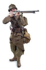 french soldier 1940 isolated on the white background