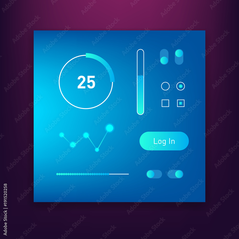 Poster dashboard ui and ux kit. bar chart and line graph designs. different infographic elements. dark back