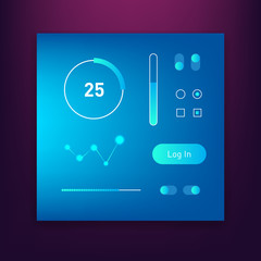 Dashboard UI and UX Kit. Bar chart and line graph designs. Different infographic elements. Dark background. Head-up display elements for the web and app. Futuristic user interface. Virtual graphic.