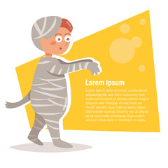 Boy in the mummy costume. Isolated