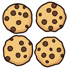 vector set of chocolate chip whole cookies