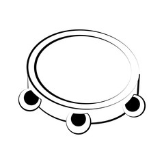 Isolated tambourine outline. Musical instrument