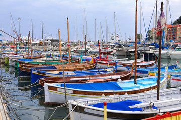 Colorful boats in the port of Nice, Cote d'Azur, French Riviera