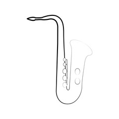 Isolated saxophone outline. Musical instrument