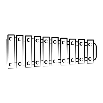 Isolated xylophone outline. Musical instrument