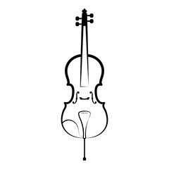 Isolated cello outline. Musical instrument