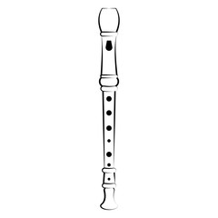 Isolated flute outline. Musical instrument