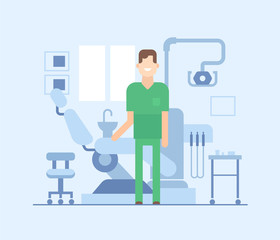 Dentist at work - modern flat design style illustration