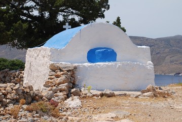 The church of Agios Ioannis (Saint John) on the track to Gera at Livadia on the Greek island of Tilos. © newsfocus1