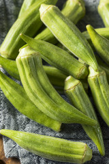 Raw Green Organic Okra Vegetables