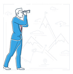 Businessman looking forward - line design style isolated illustration