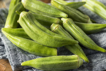 Raw Green Organic Okra Vegetables
