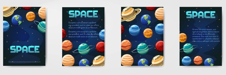 Set of different vector space,universe with planets template for flyer, magazine, poster,cover, banner,greeting card,invitation. © ArtAdi