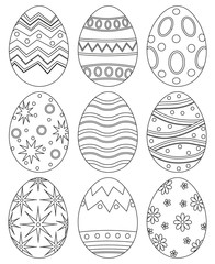 Black and white easter egg collection set poster.