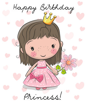 Happy Birthday Card with little Princess