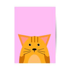 Cover for a book, notebook or diary with a picture of a pretty cat on a pink background.,vector