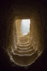 Staircase entrance to a shepherd's cave near the West Bank town of Bethlehem.