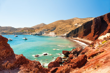 Fototapeta na wymiar Red beach on Santorini island, Greece.