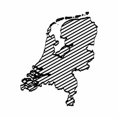 Netherlands map outline graphic freehand drawing on white background. Vector illustration