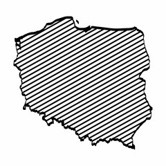 Naklejka premium Poland map outline graphic freehand drawing on white background. Vector illustration