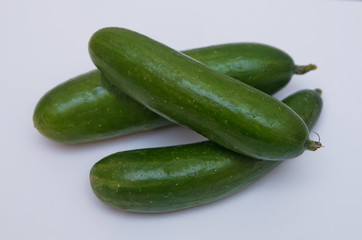 Cucumber isolated on white background . Healthy food. The green cucumbers isolated on white background