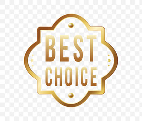 High Quality Luxury Golden Label on Transparent Background . Vector Isolated Illustration