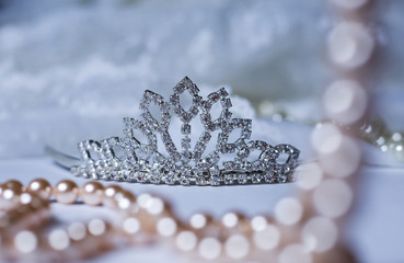 Silver tiara wedding crown decor image © martina87