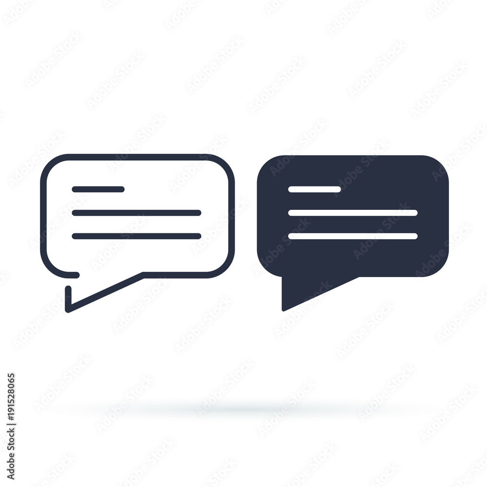 Poster chat bubble simple icon. line and solid version, dialogue outline and filled vector sign. linear and