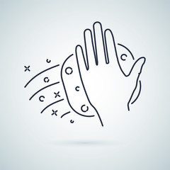 Hand wiping with cloth vector icon. Arm use towel wipe glass to bright. Cleaning with rag or sponge concept.