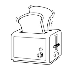 Toaster with toast pop art vector illustration