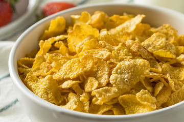 Healthy Corn Flakes with Milk for Breakfast
