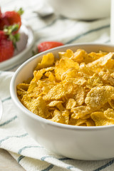 Healthy Corn Flakes with Milk for Breakfast