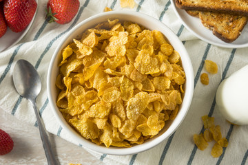 Healthy Corn Flakes with Milk for Breakfast