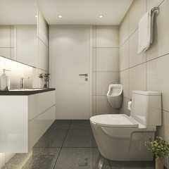 3d rendering modern loft bathroom with luxury tile decor