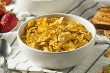 Healthy Corn Flakes with Milk for Breakfast