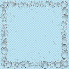 water bubbles square frame transparent