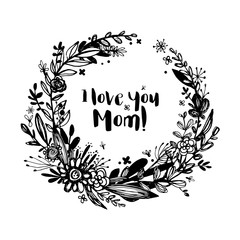 Happy Mother's Day Background, celebration badge, tag, icon. Text, card invitation, template. Vector illustration, Great design element for congratulation cards, print, banners and others
