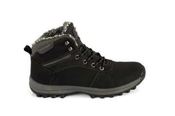 winter men's black shoes with fur