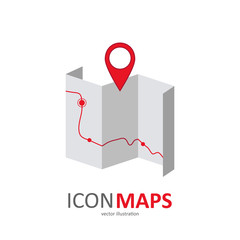 Vector icon map. Location icon with pin pointer. Vector sign