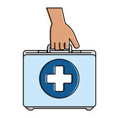 Obraz premium hand with medical kit vector illustration design