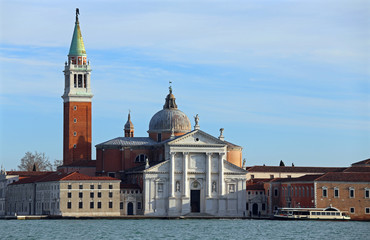 Fototapeta na wymiar Bell Tower and Church of Saint George in Venice Italy