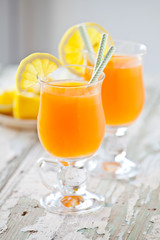 Couple Of Glasses Of Refreshing Carrot Juice