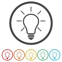 Light bulb icon, Lamp icon, 6 Colors Included
