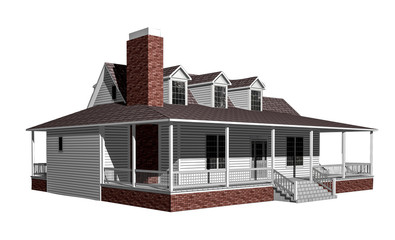 3D House illustration on a white background