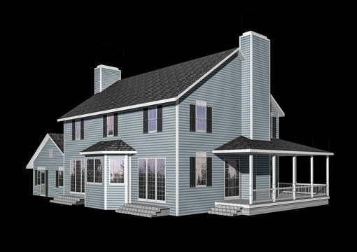 3D House illustration isolated on black