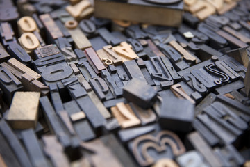 Vintage old printing letters