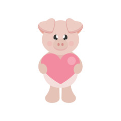Obraz na płótnie Canvas cartoon lovely pig with heart
