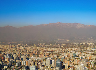Cityscape seen from San Cristobal Hill, Santiago, Chile